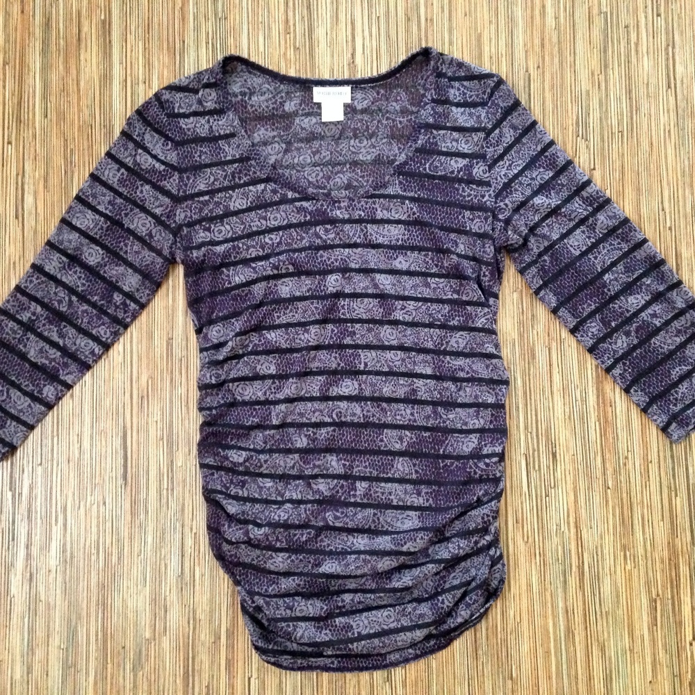 Motherhood Maternity Top Blouse Sheer Ruched Sides